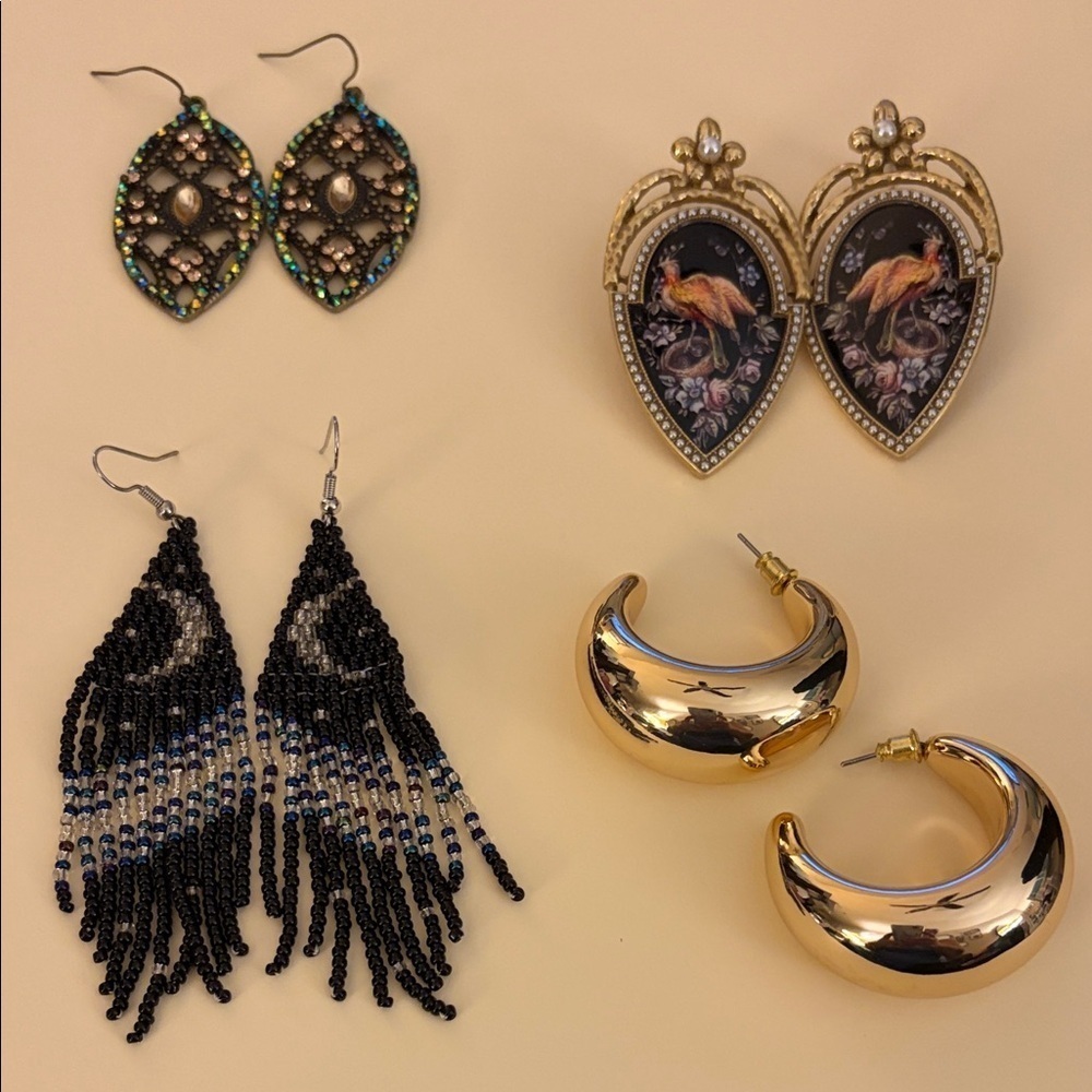 Fall pierced earring bundle Women's Earrings Set of 4 pairs.